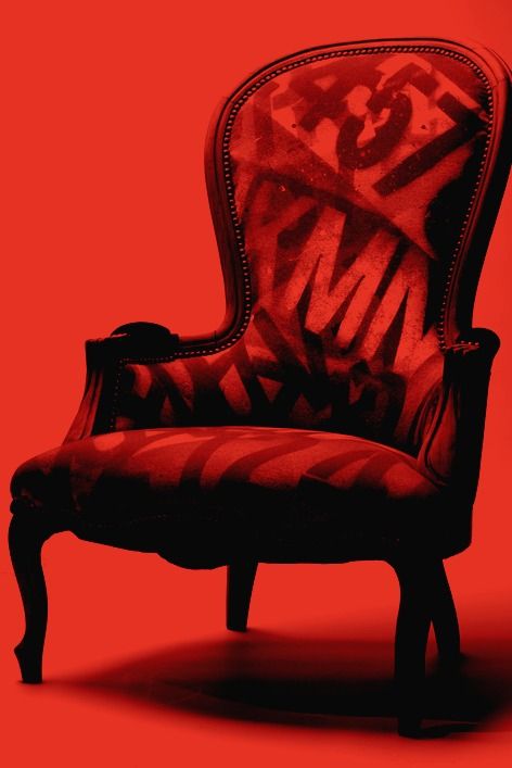 Intervened armchair, red duotone